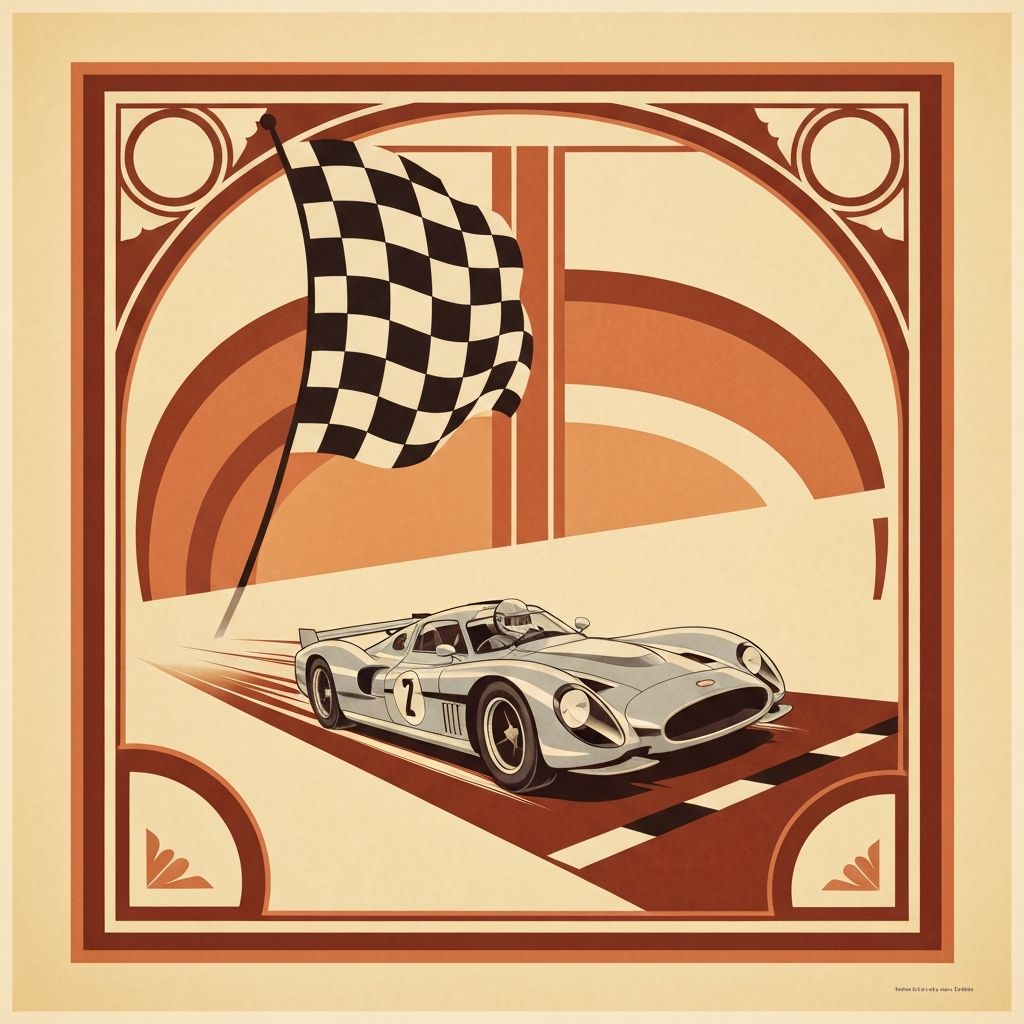 Vintage racing checkered flag art